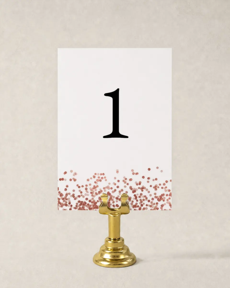 This is a 3½" x 5" Quinceanera Table Number called Bronze Beauty printed in full color