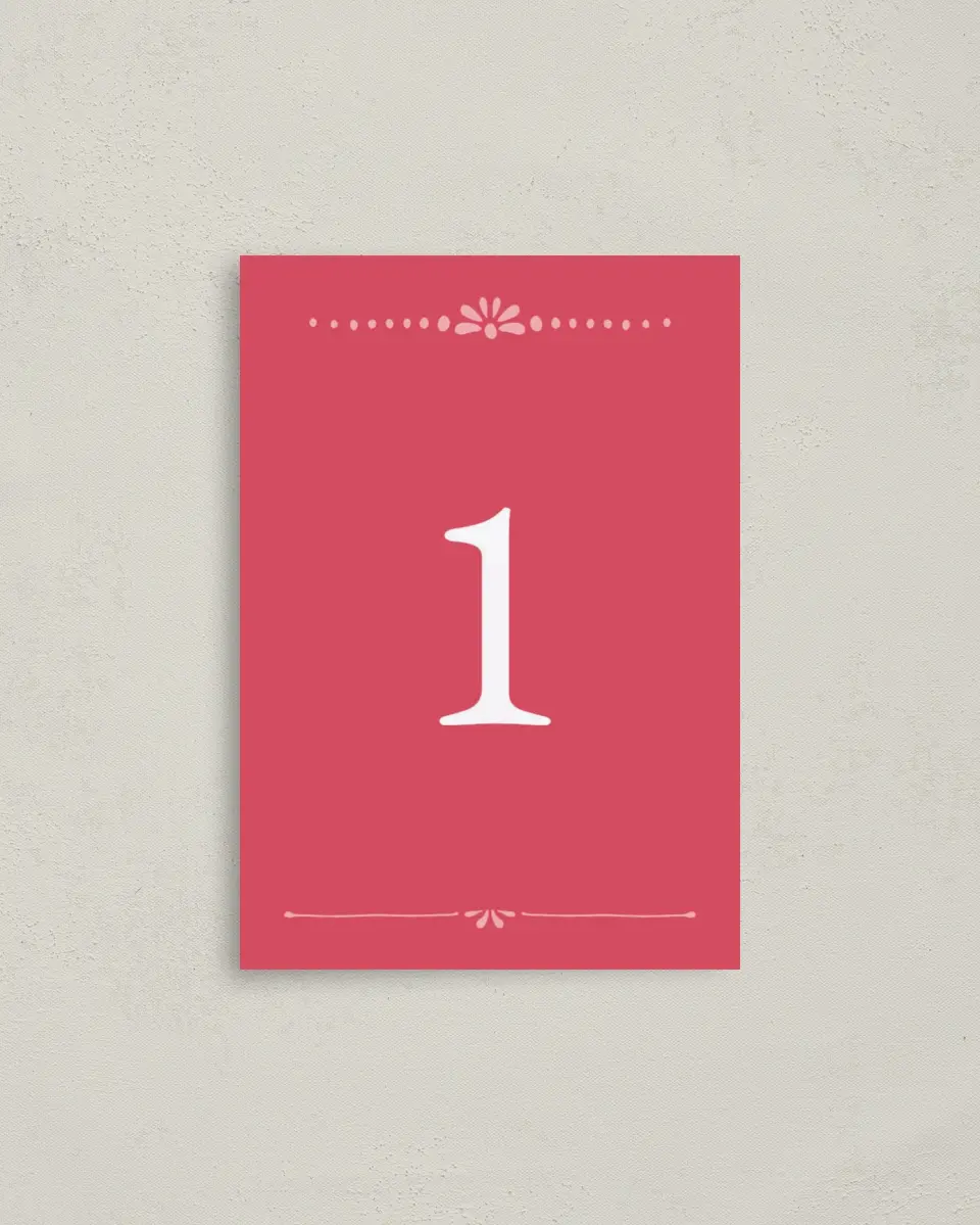This is a 3½" x 5" Quinceanera Table Number called Quince Beauty printed in full color