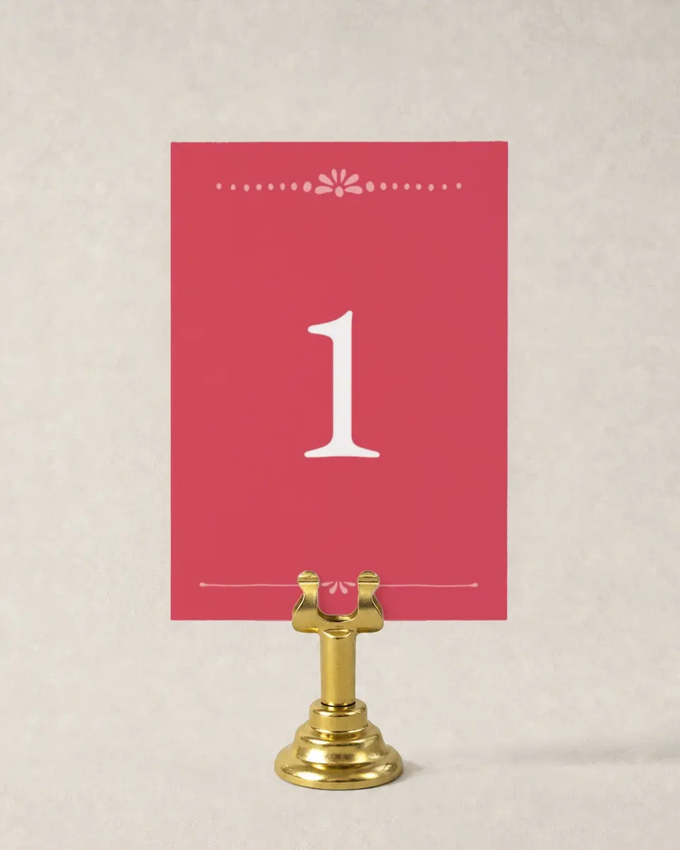 This is a 3½" x 5" Quinceanera Table Number called Quince Beauty printed in full color