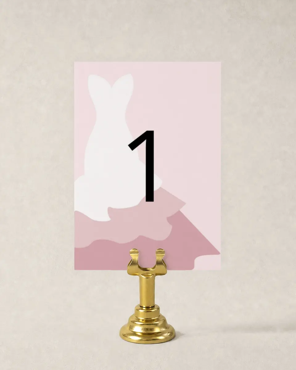 This is a 3½" x 5" Quinceanera Table Number called Gown Glam printed in full color