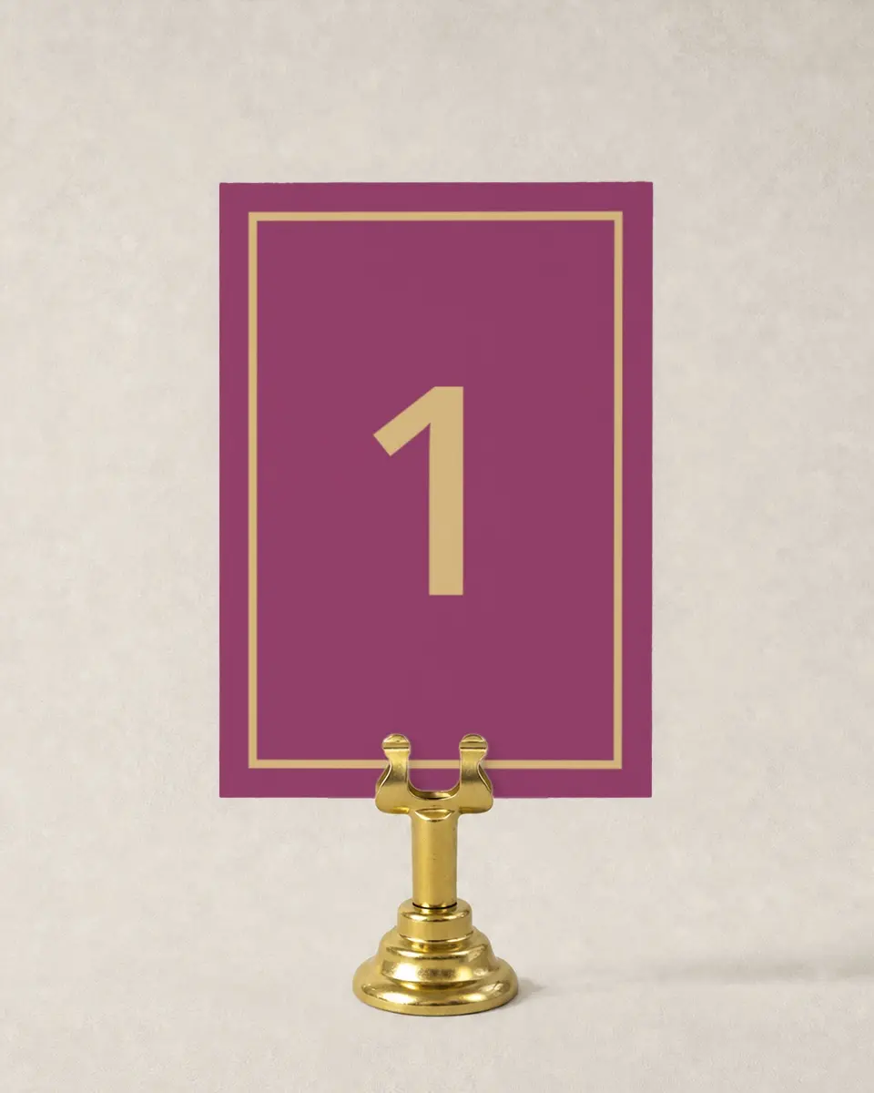 This is a 3½" x 5" Quinceanera Table Number called Daringly Bold printed in full color