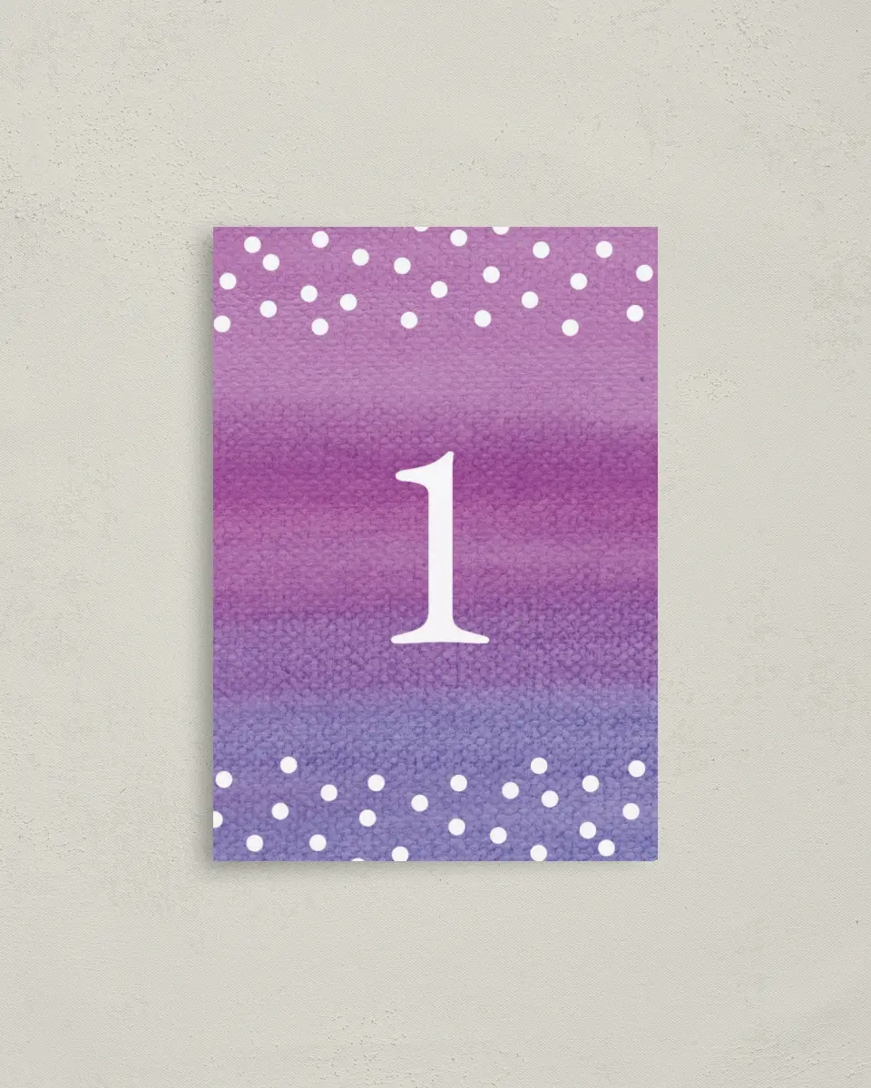This is a 3½" x 5" Quinceanera Table Number called Dramatic Debut printed in full color