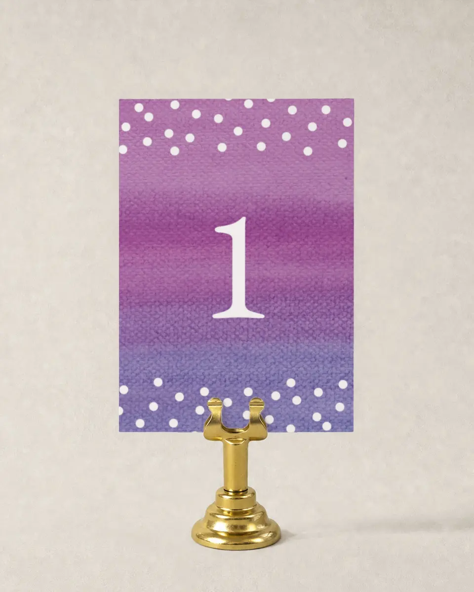 This is a 3½" x 5" Quinceanera Table Number called Dramatic Debut printed in full color