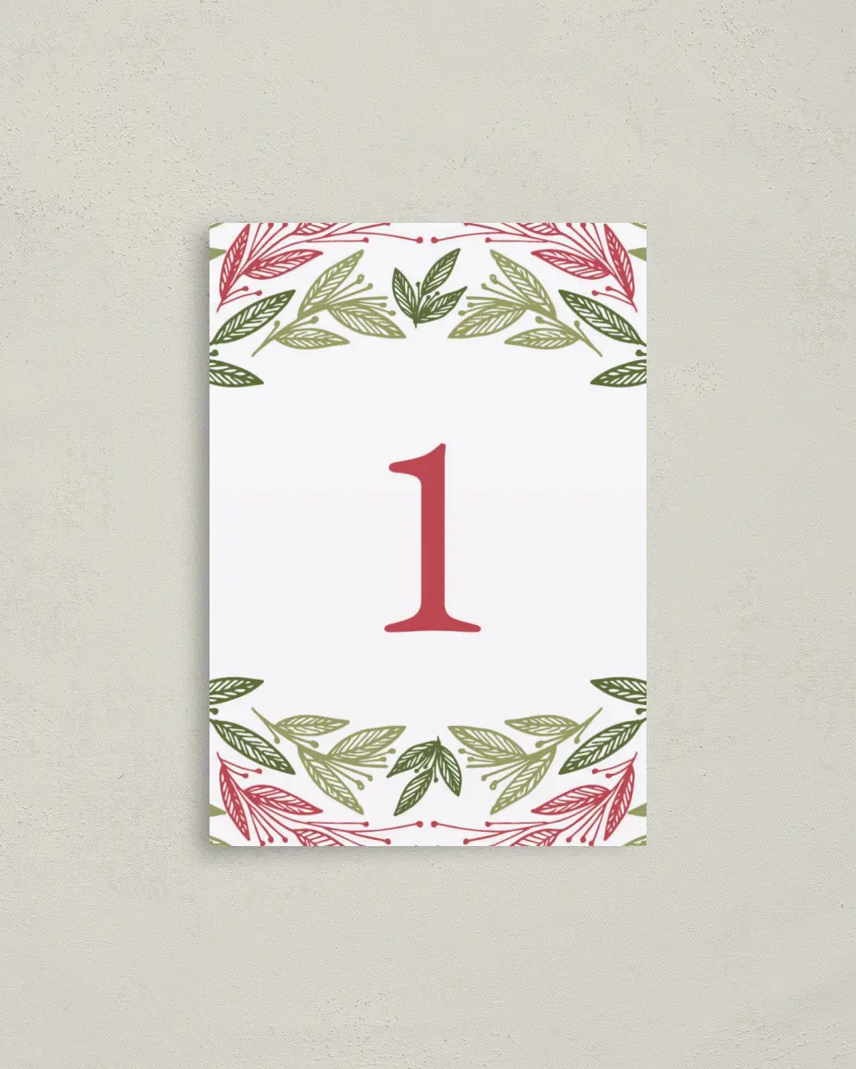This is a 3½" x 5" Quinceanera Table Number called Splash of Sprigs printed in full color