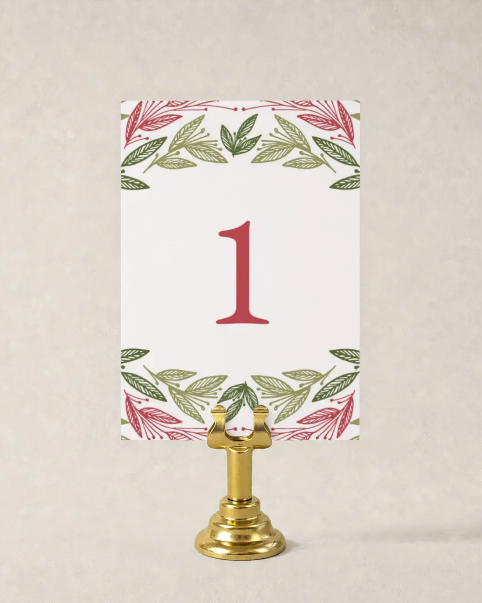 This is a 3½" x 5" Quinceanera Table Number called Splash of Sprigs printed in full color