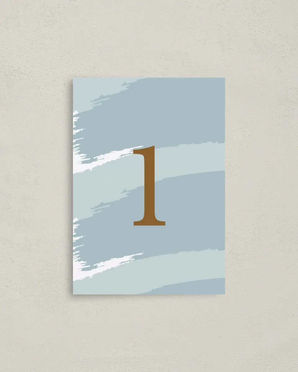 This is a 3½" x 5" Quinceanera Table Number called Swashed Sophisticate printed in full color