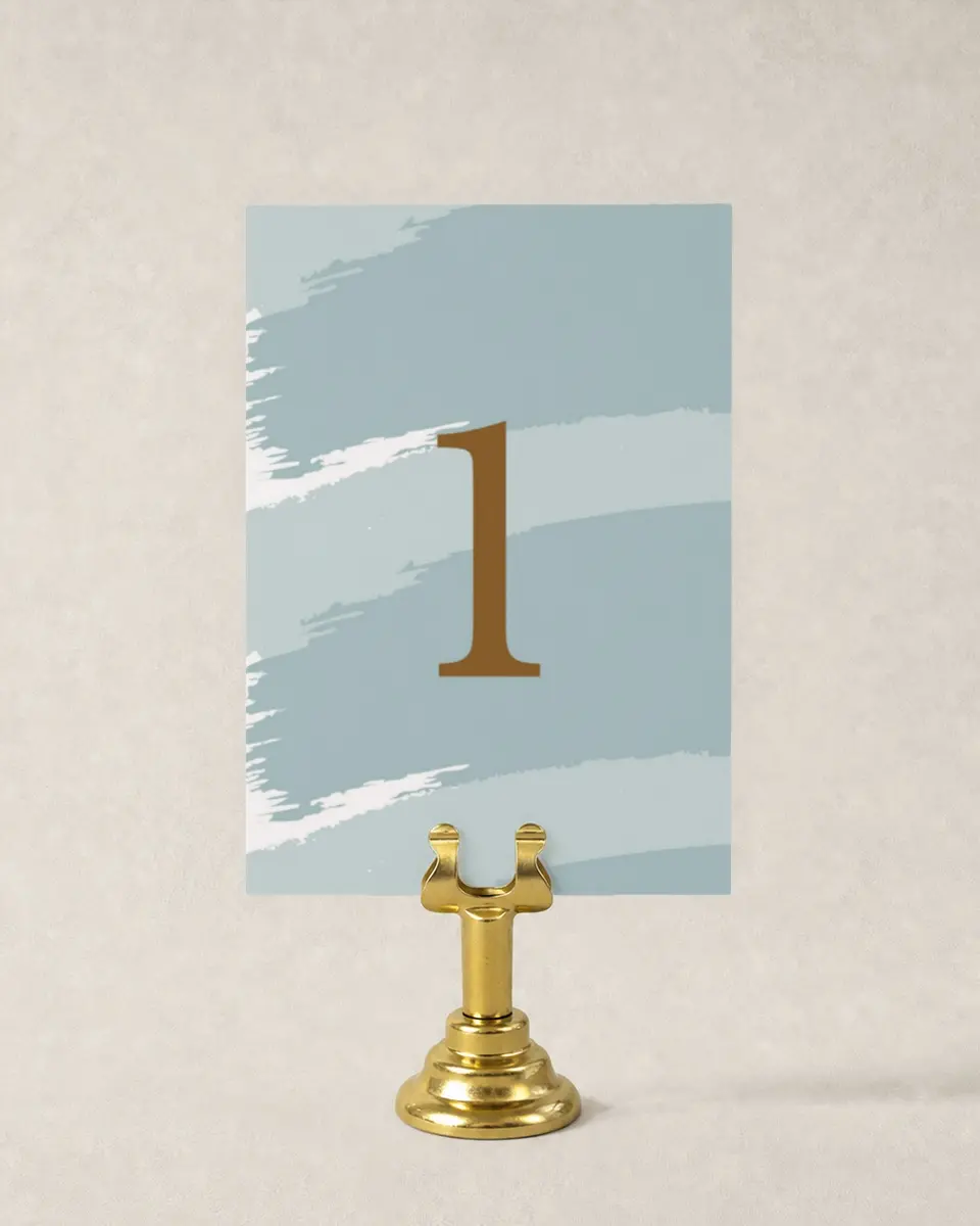 This is a 3½" x 5" Quinceanera Table Number called Swashed Sophisticate printed in full color