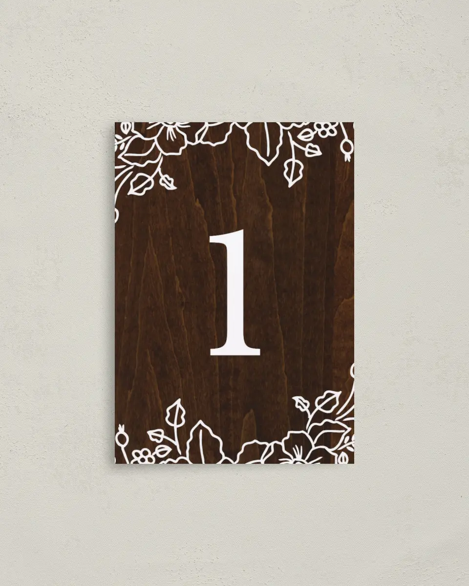 This is a 3½" x 5" Quinceanera Table Number called Etched printed in full color