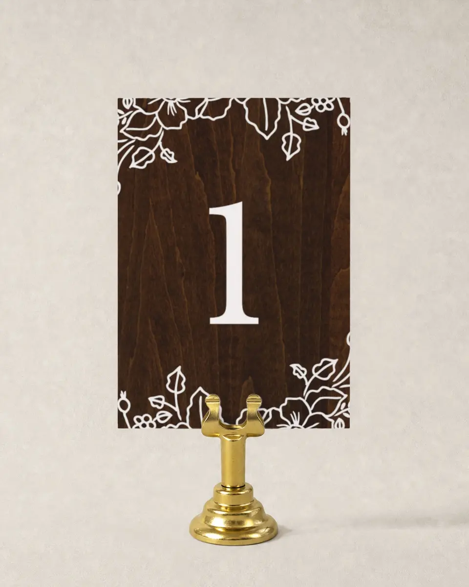 This is a 3½" x 5" Quinceanera Table Number called Etched printed in full color