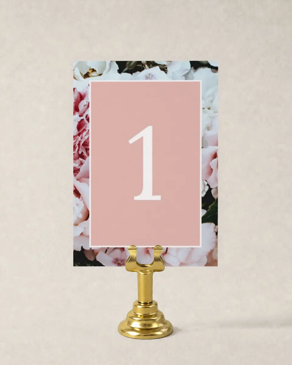This is a 3½" x 5" Wedding Table Number called Fantasia Garden printed in full color