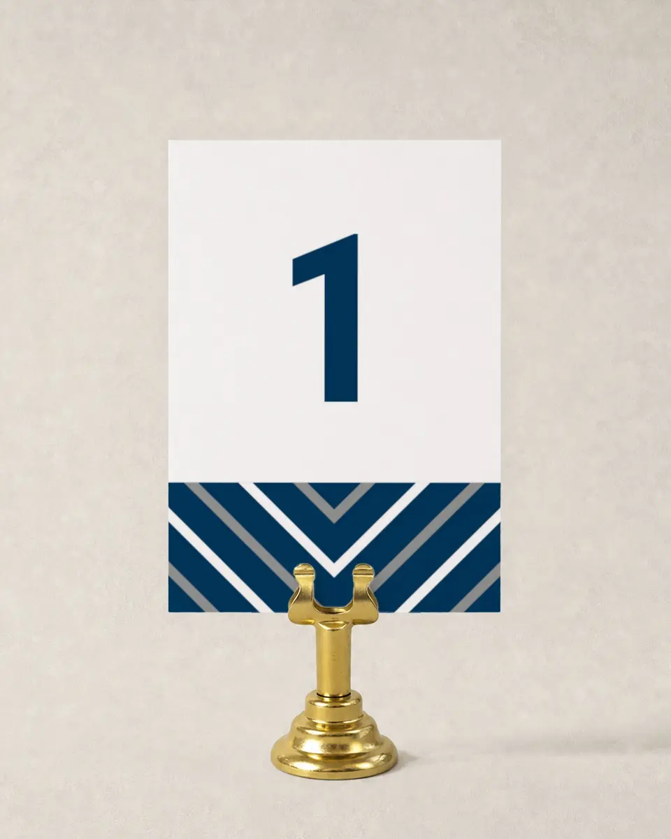 This is a 3½" x 5" Wedding Table Number called Posh Chevron printed in full color