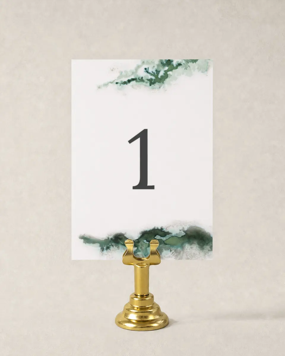 This is a 3½" x 5" Wedding Table Number called Ethereal Pool printed in full color