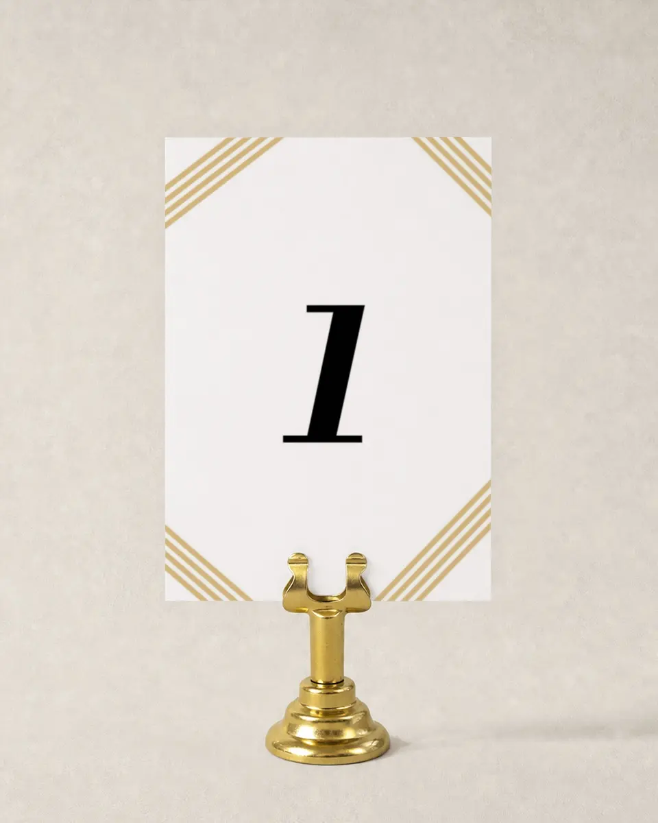 This is a 3½" x 5" Wedding Table Number called Forever Gilded printed in full color