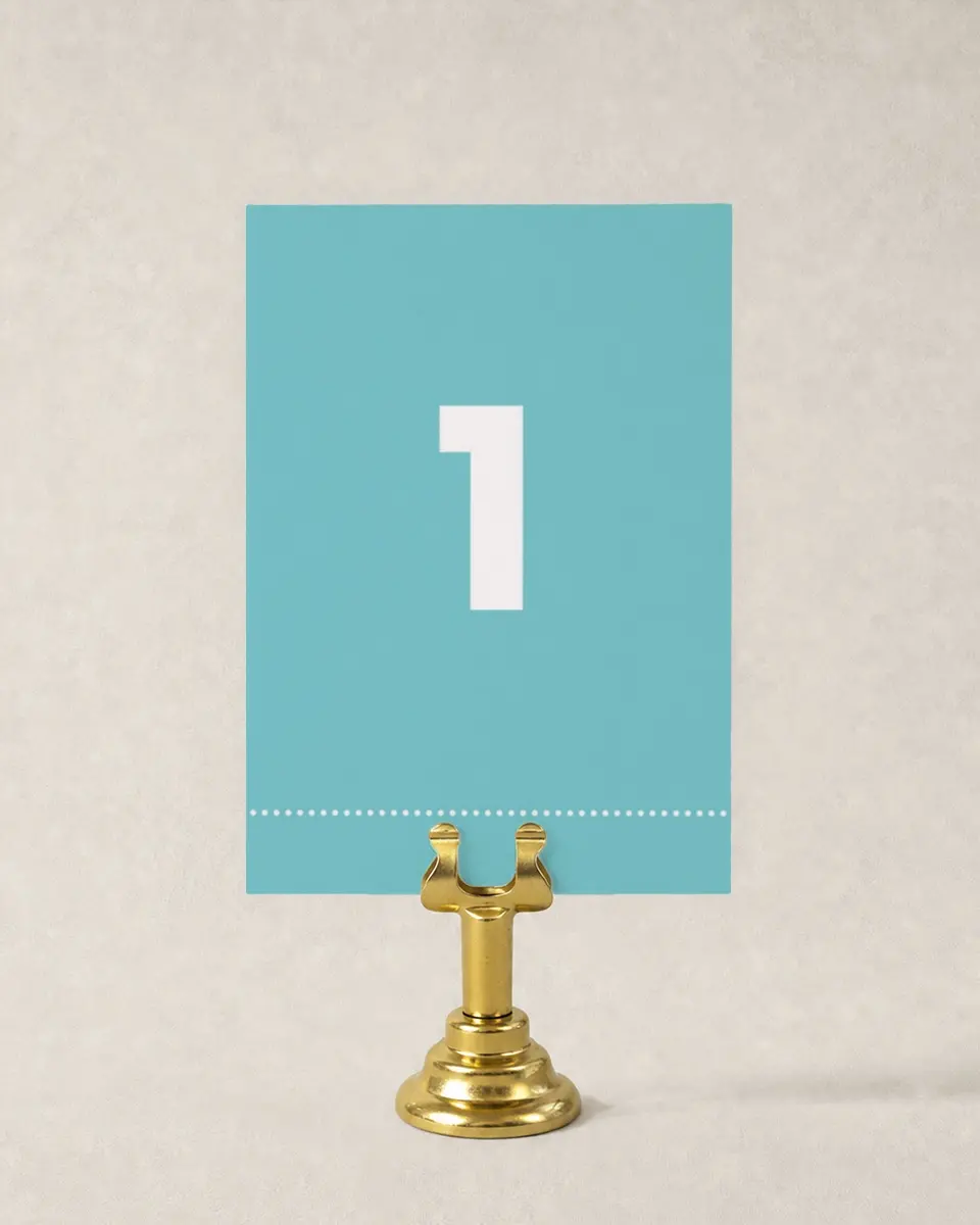 This is a 3½" x 5" Wedding Table Number called Mod Blocks printed in full color