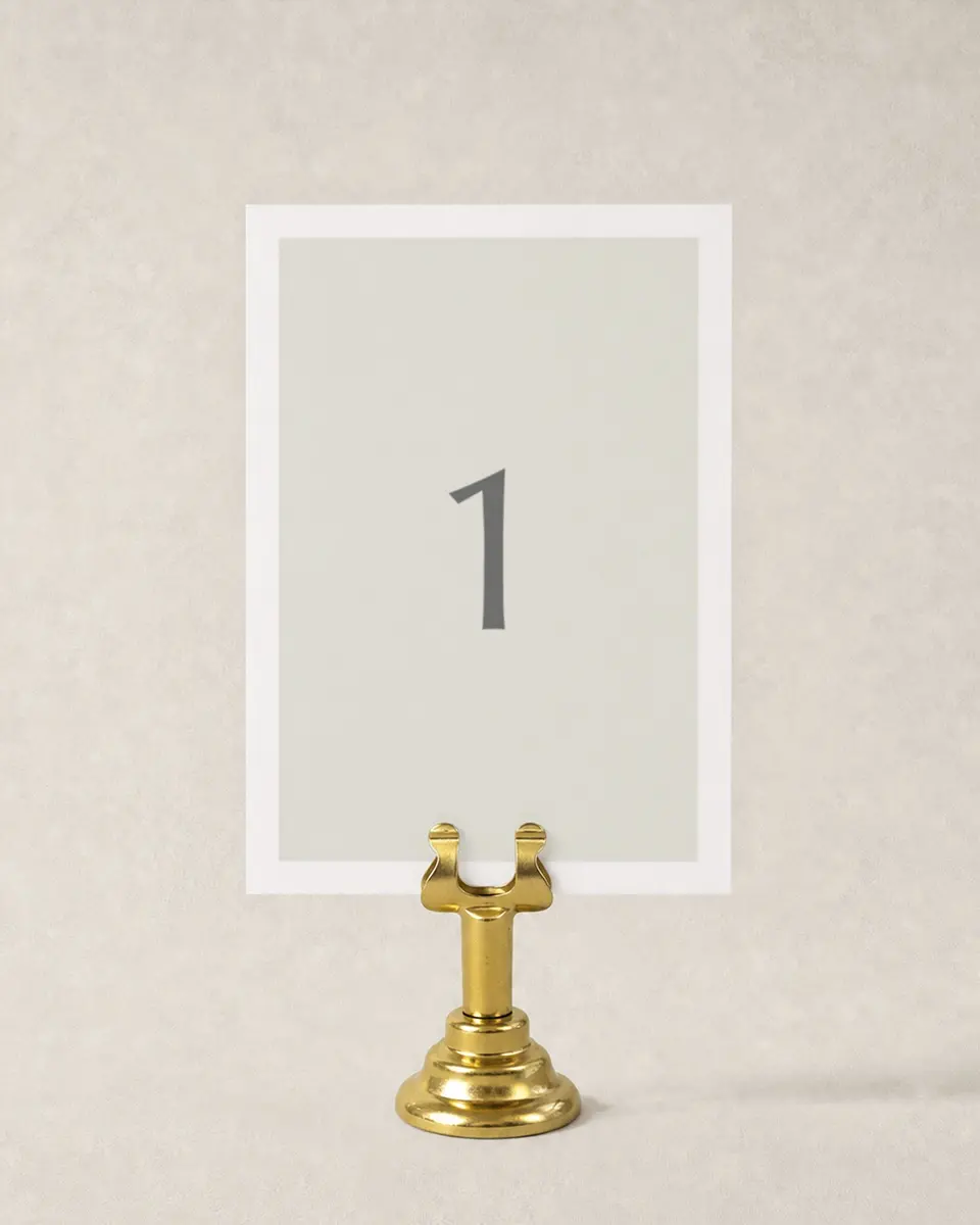 This is a 3½" x 5" Wedding Table Number called Exquisitely Simple printed in full color