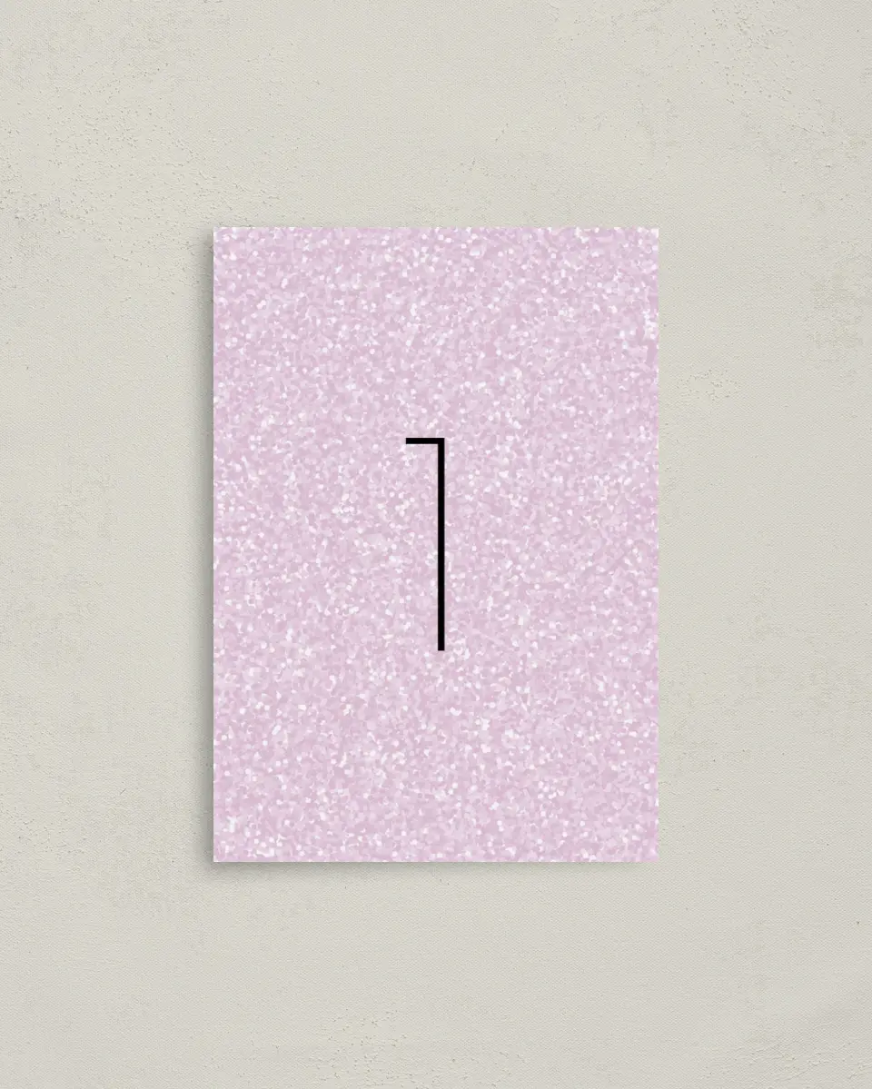 This is a 3½" x 5" Quinceanera Table Number called Glitzy Gala printed in full color