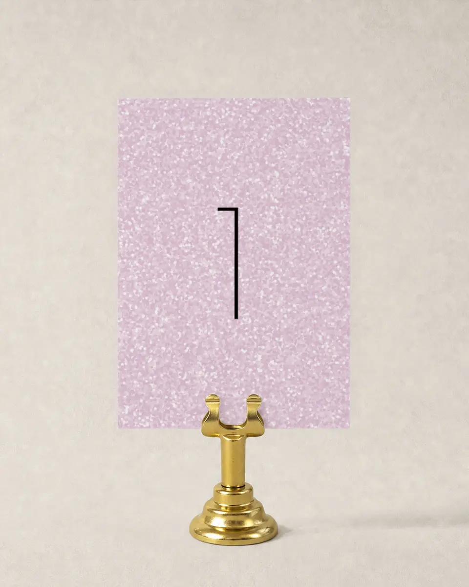 This is a 3½" x 5" Quinceanera Table Number called Glitzy Gala printed in full color