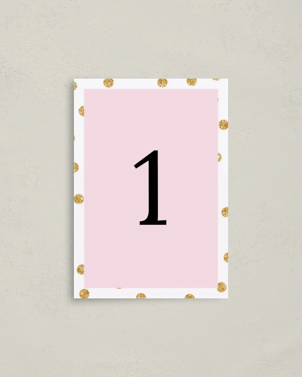 This is a 3½" x 5" Quinceanera Table Number called Quince Glam printed in full color