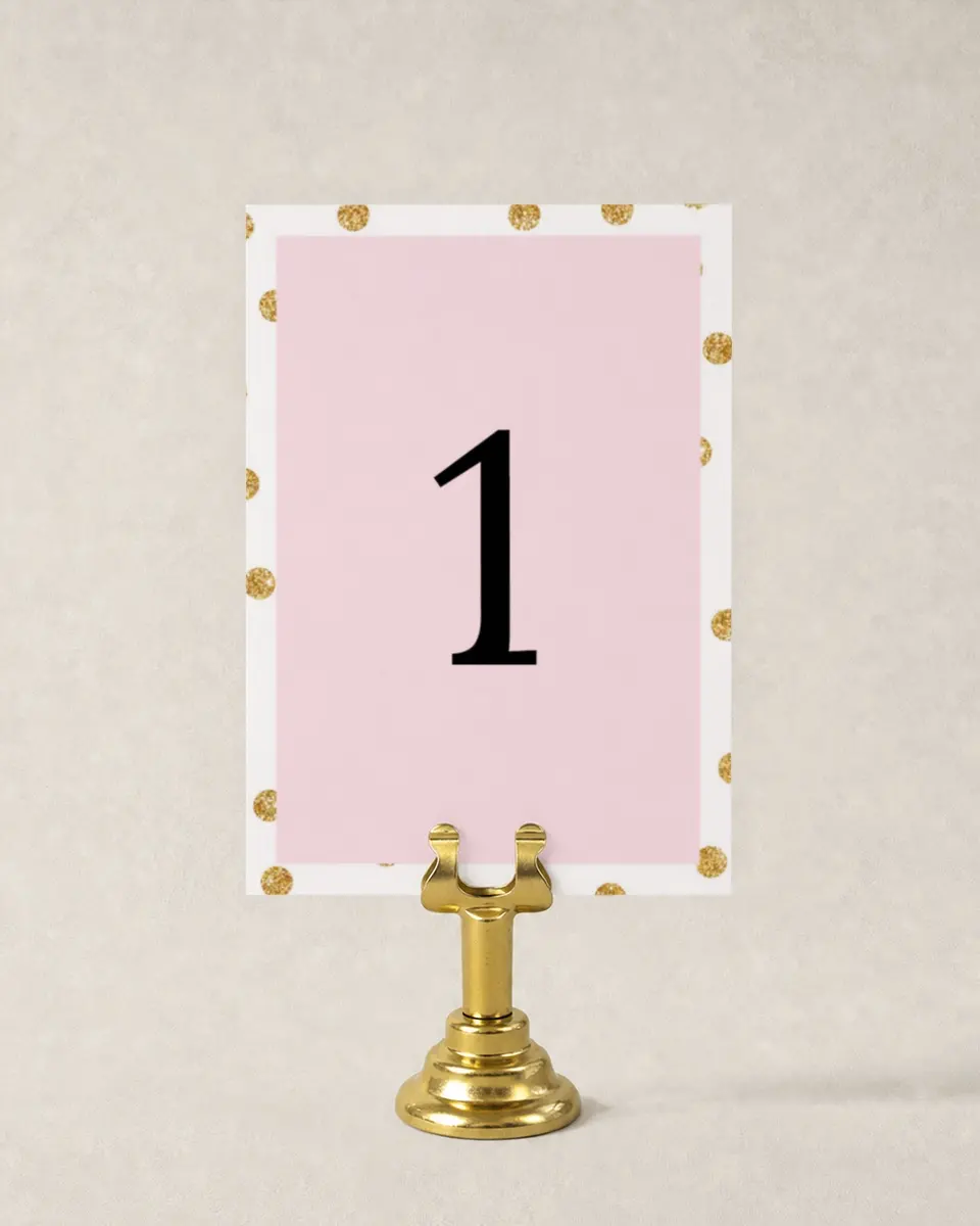 This is a 3½" x 5" Quinceanera Table Number called Quince Glam printed in full color