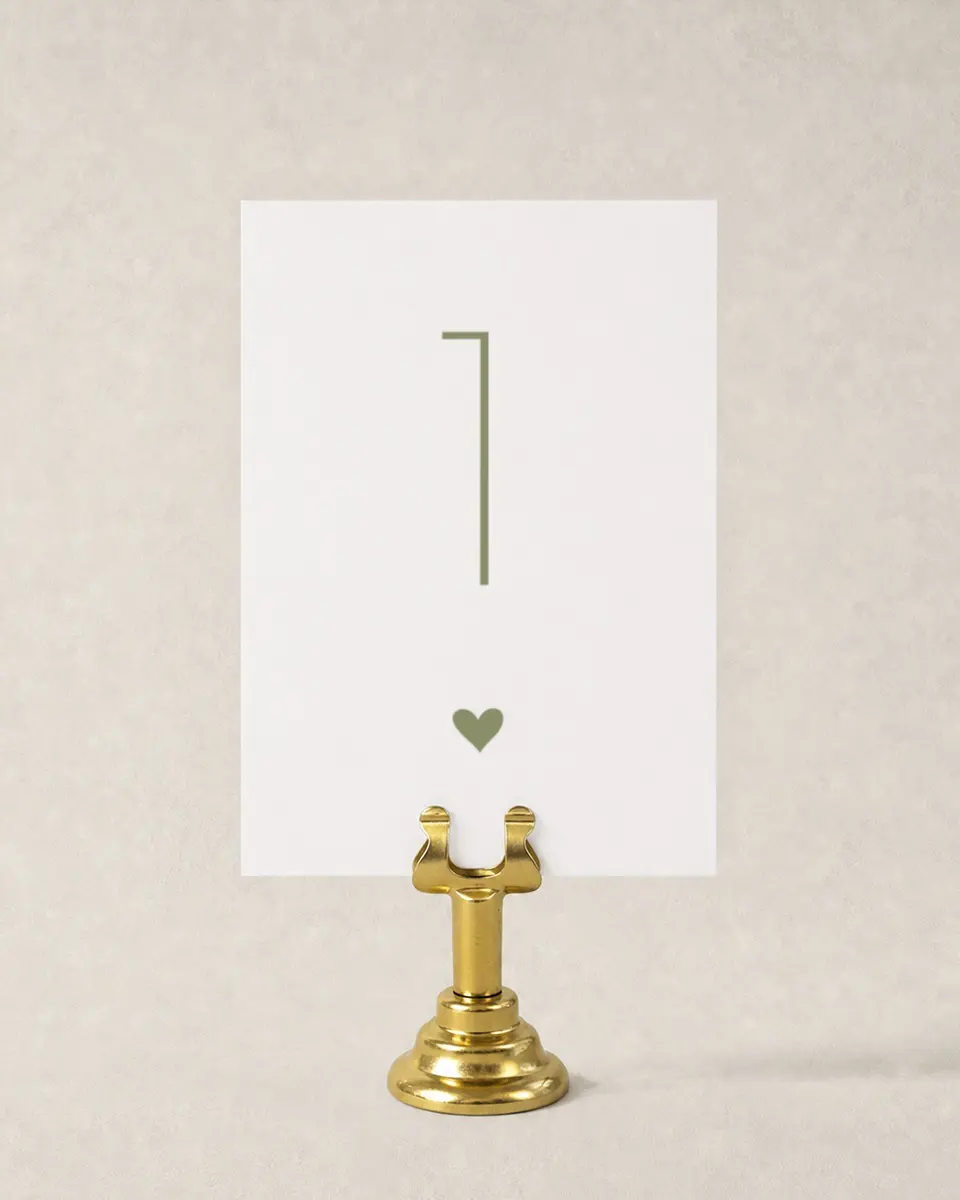 This is a 3½" x 5" Wedding Table Number called Heavenly Hearts printed in full color