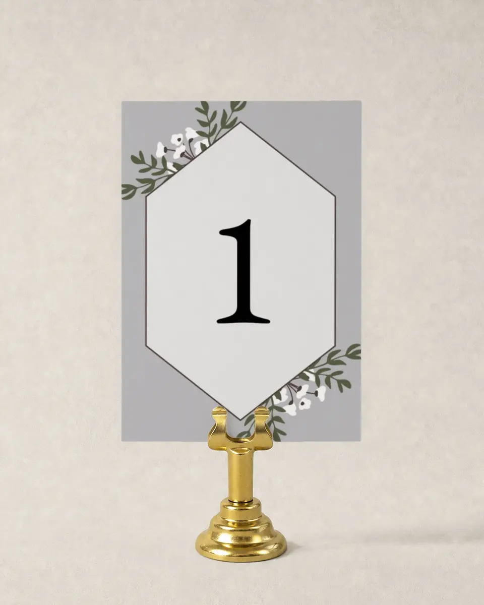 This is a 3½" x 5" Wedding Table Number called Floral Bliss printed in full color