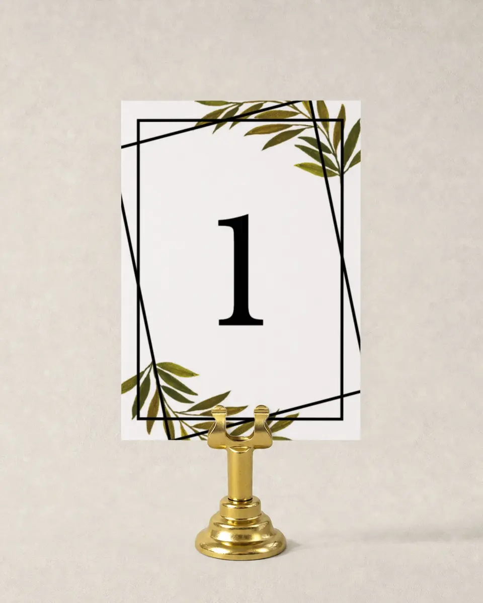 This is a 3½" x 5" Wedding Table Number called Gilded Sage printed in full color