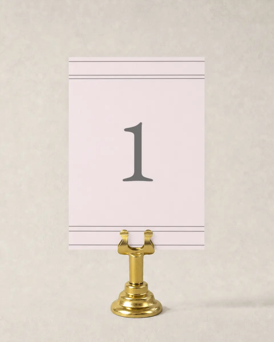 This is a 3½" x 5" Wedding Table Number called Harmonious Stripes printed in full color