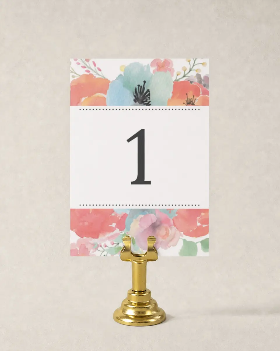 This is a 3½" x 5" Wedding Table Number called Joyful Medley printed in full color