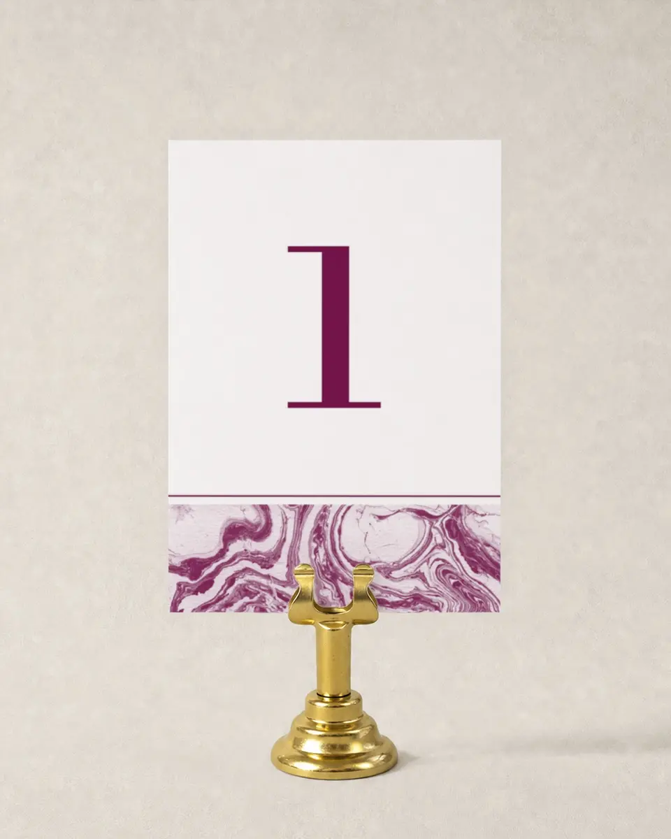 This is a 3½" x 5" Wedding Table Number called Marble Mystique printed in full color
