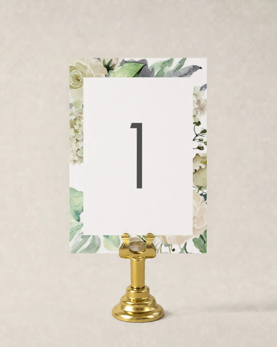This is a 3½" x 5" Wedding Table Number called Divine Romance printed in full color