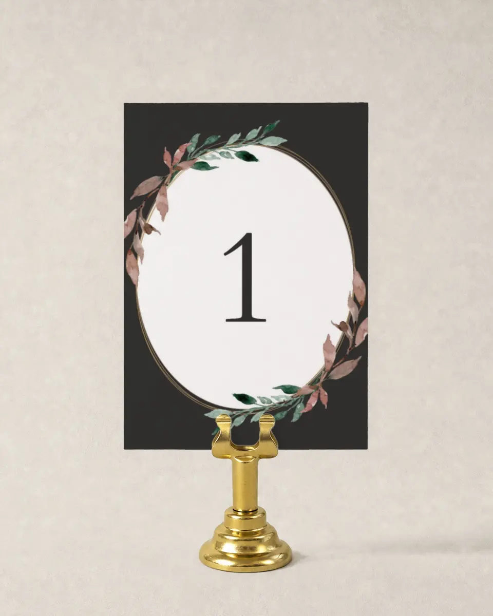 This is a 3½" x 5" Wedding Table Number called Eternal Autumn printed in full color