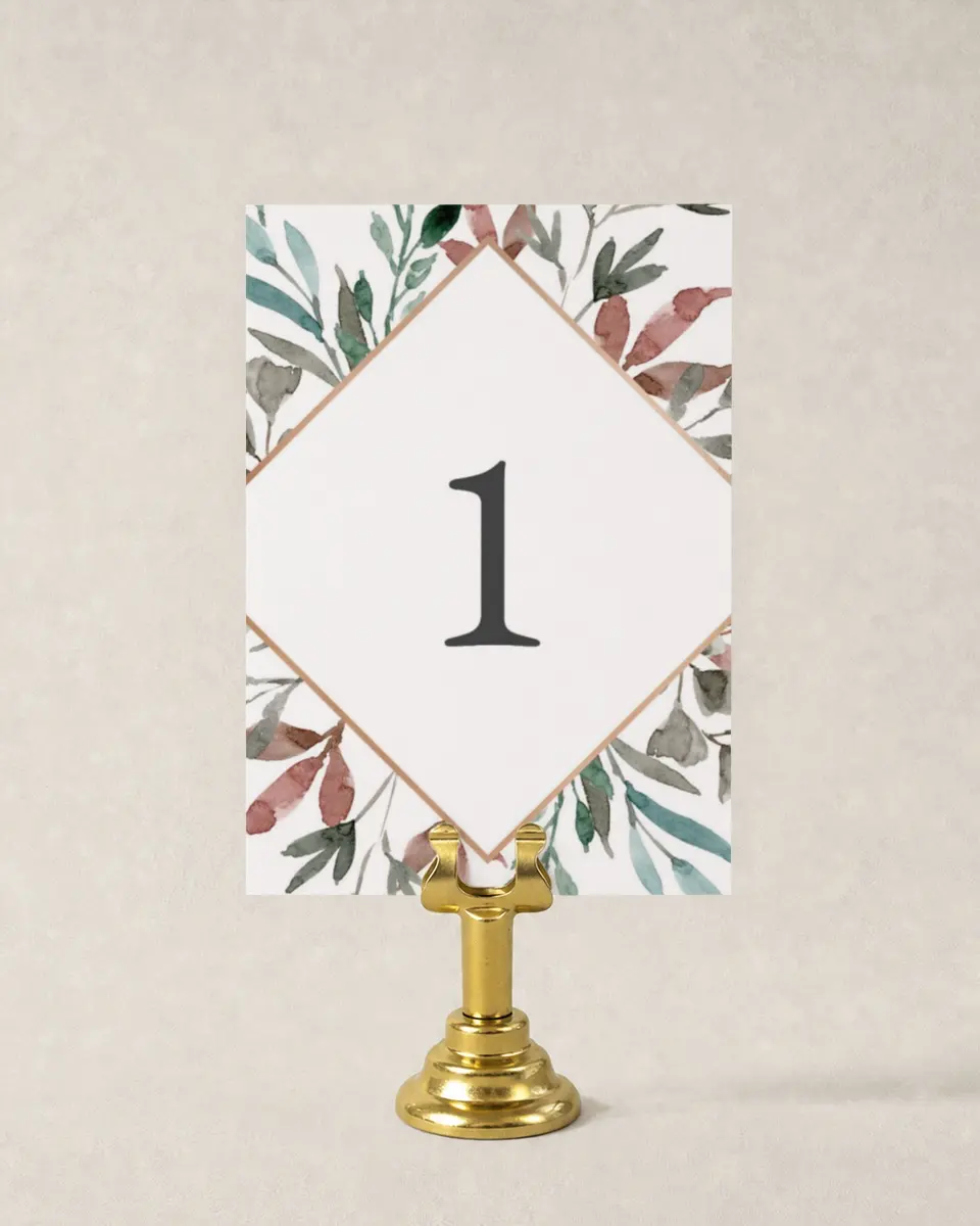 This is a 3½" x 5" Wedding Table Number called Blissfully Fall printed in full color