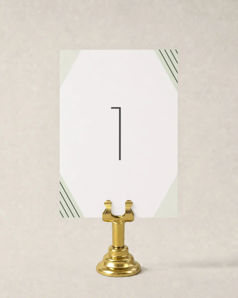 This is a 3½" x 5" Wedding Table Number called Geometric Weave printed in full color
