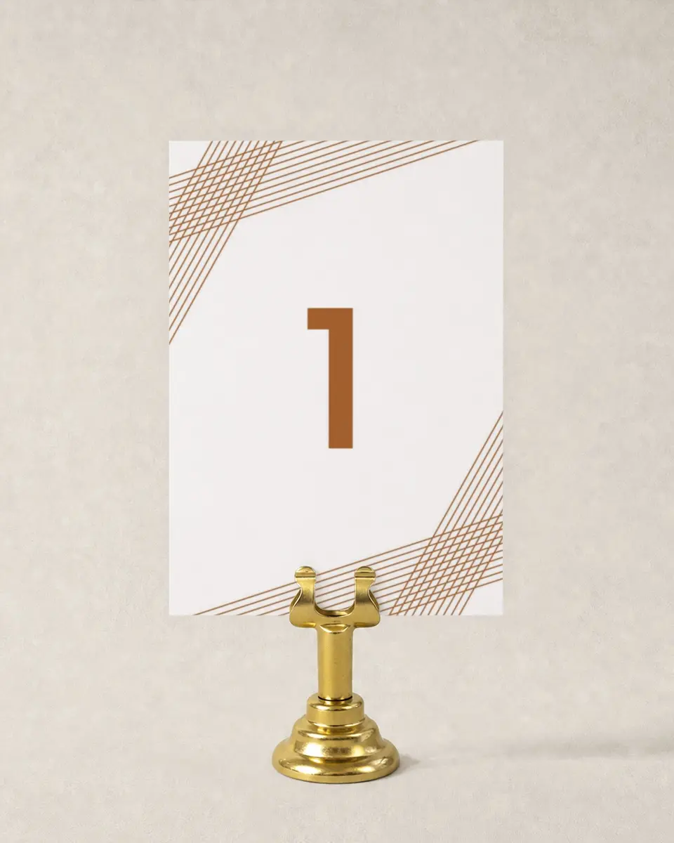 This is a 3½" x 5" Wedding Table Number called Dashing Strands printed in full color