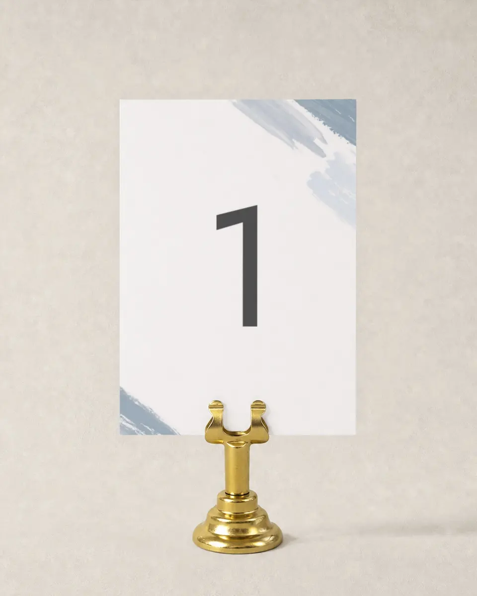 This is a 3½" x 5" Wedding Table Number called Ethereal Swaths printed in full color