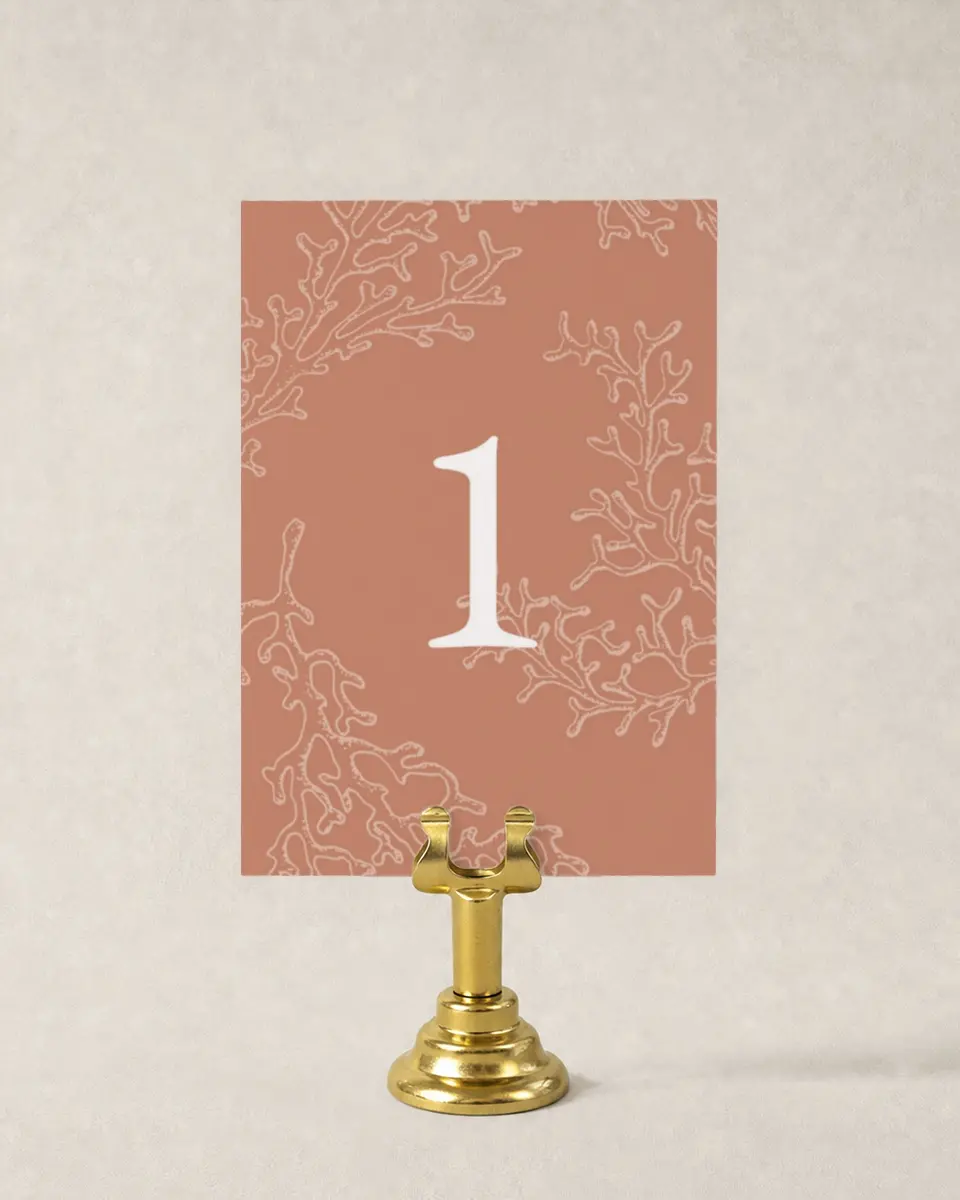 This is a 3½" x 5" Wedding Table Number called Tropical Heaven printed in full color