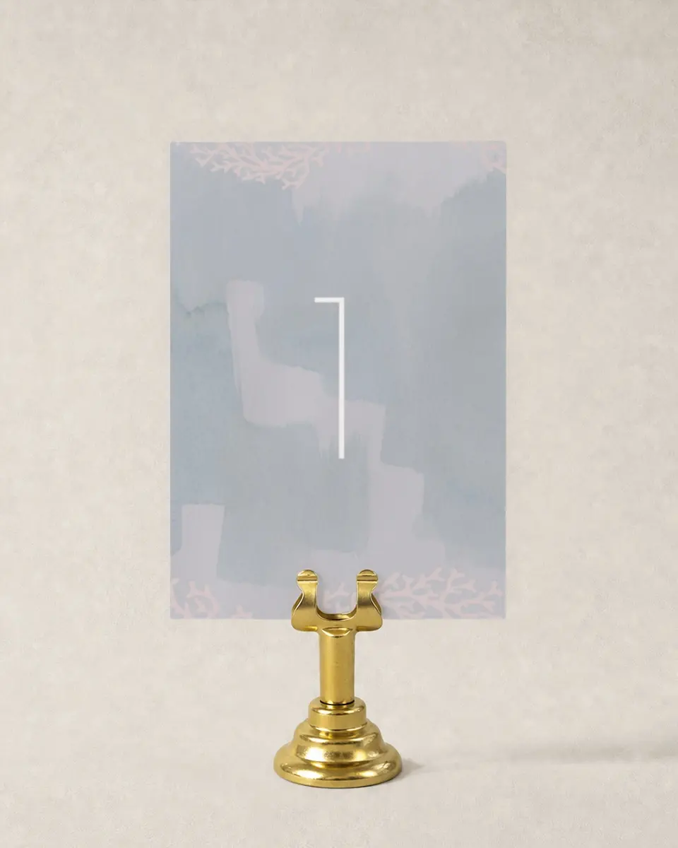 This is a 3½" x 5" Wedding Table Number called Enchanting Sea printed in full color