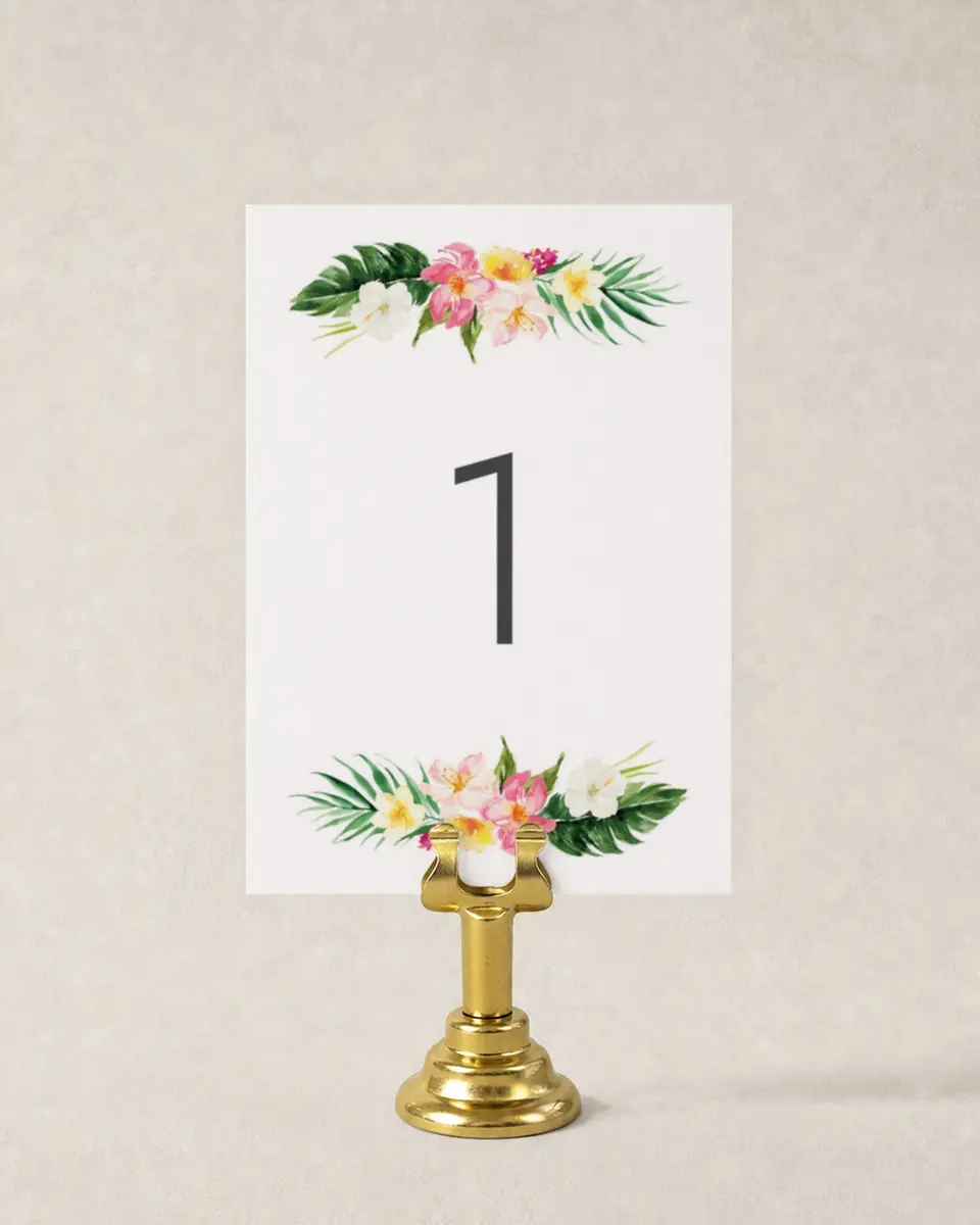 This is a 3½" x 5" Wedding Table Number called Paradise of Love printed in full color