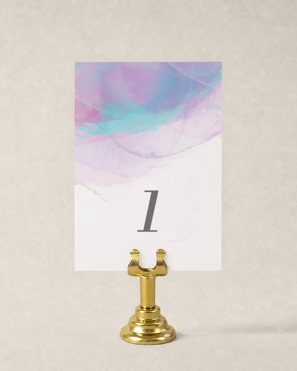 This is a 3½" x 5" Wedding Table Number called Joyful Enchantment printed in full color