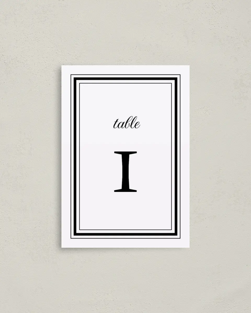 This is a 3½" x 5" Gala Table Number called Formally Framed printed in full color