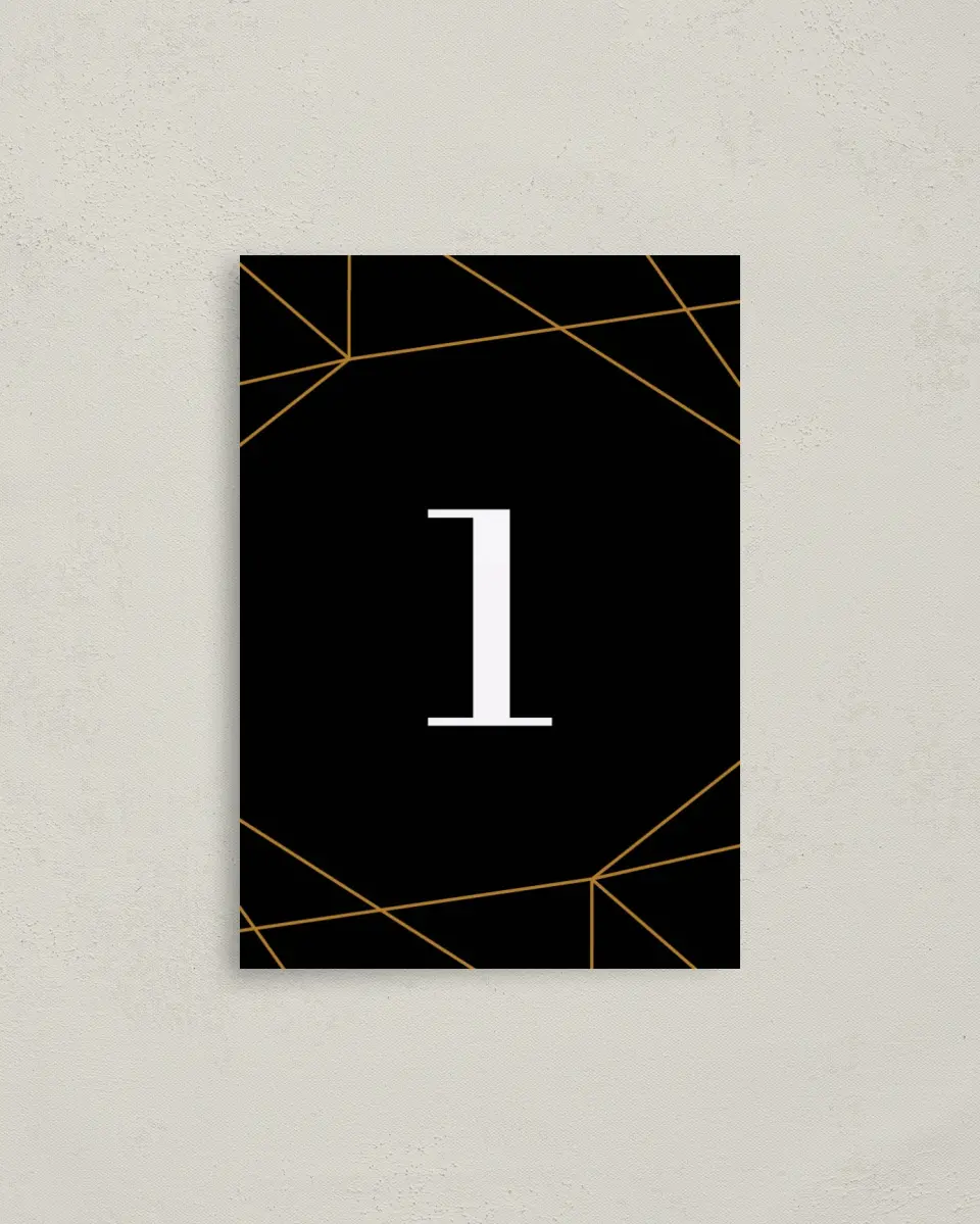 This is a 3½" x 5" Gala Table Number called Black Tie Affair printed in full color