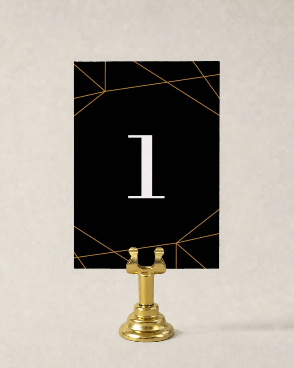 This is a 3½" x 5" Gala Table Number called Black Tie Affair printed in full color