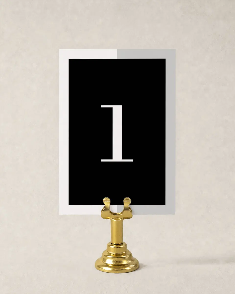 This is a 3½" x 5" Gala Table Number called Be Square printed in full color