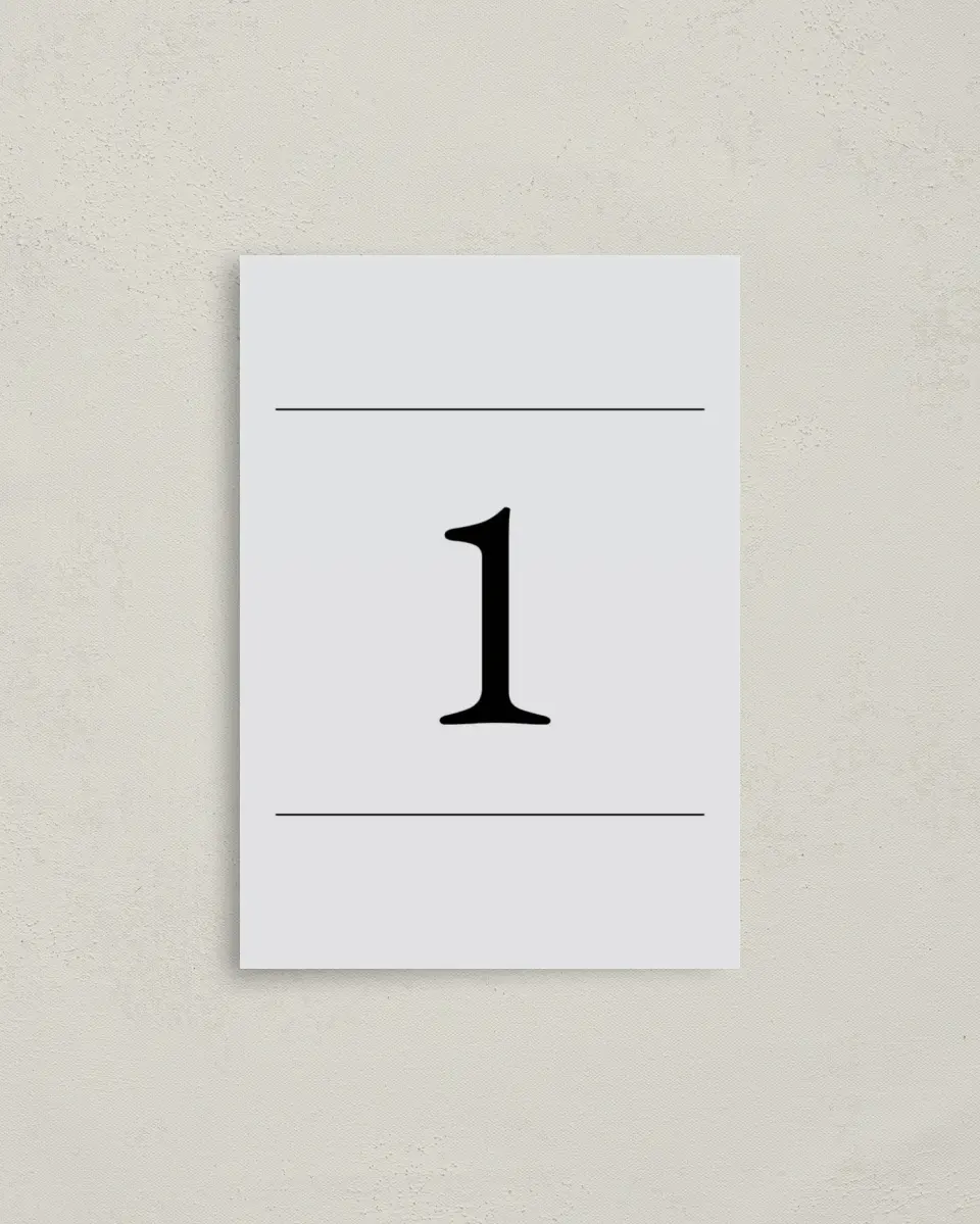 This is a 3½" x 5" Gala Table Number called Simply Appreciated printed in full color