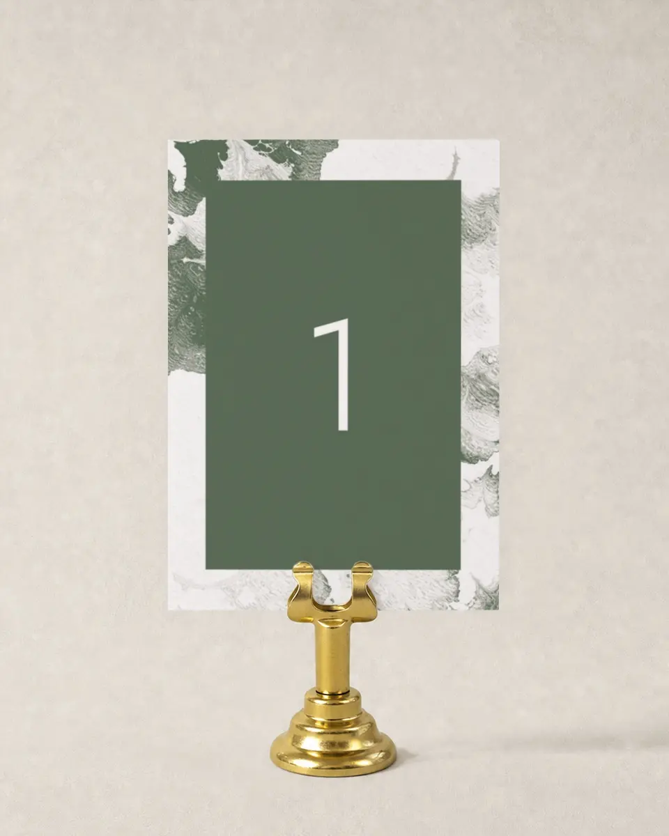 This is a 3½" x 5" Gala Table Number called Grand Occasion printed in full color
