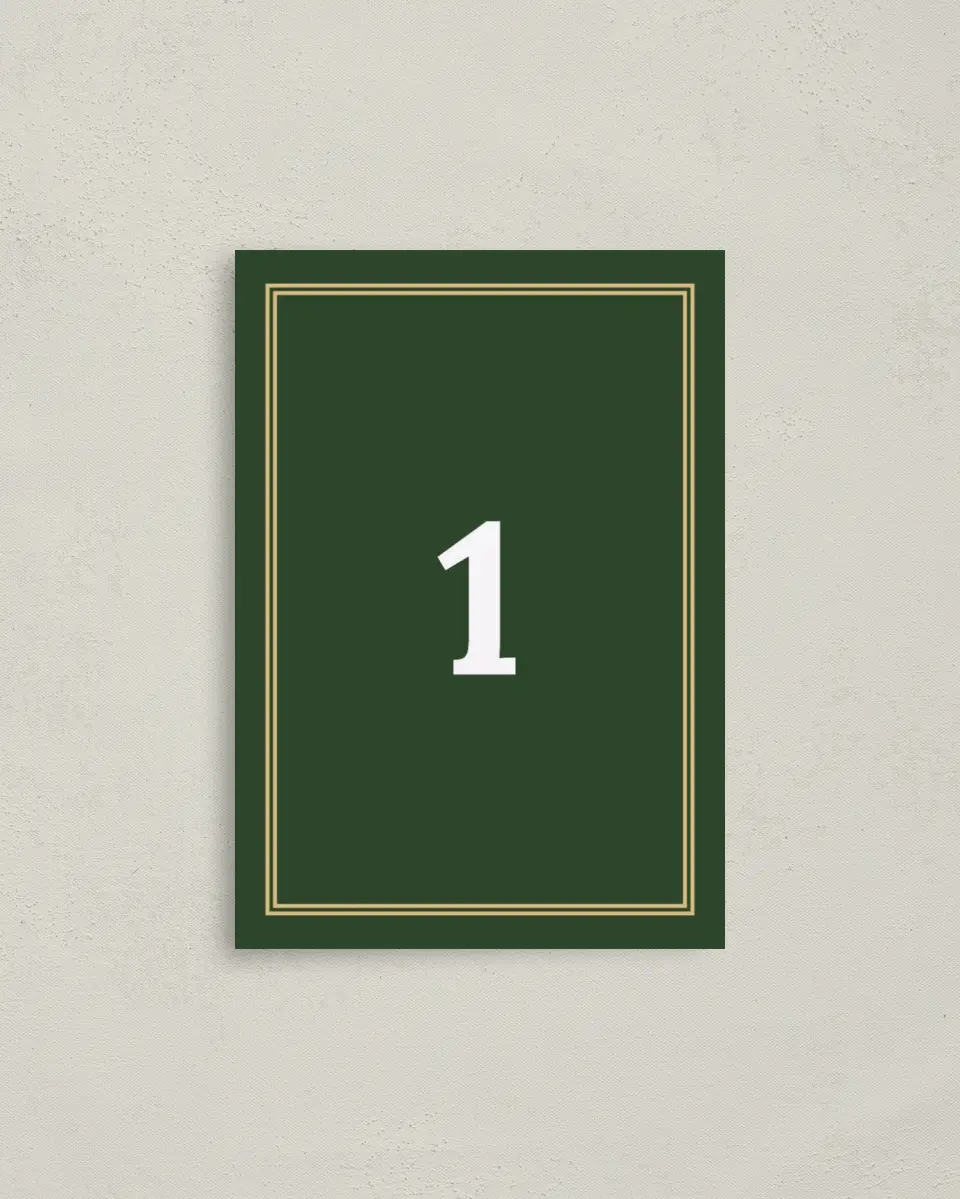 This is a 3½" x 5" Gala Table Number called Classic Tournament printed in full color