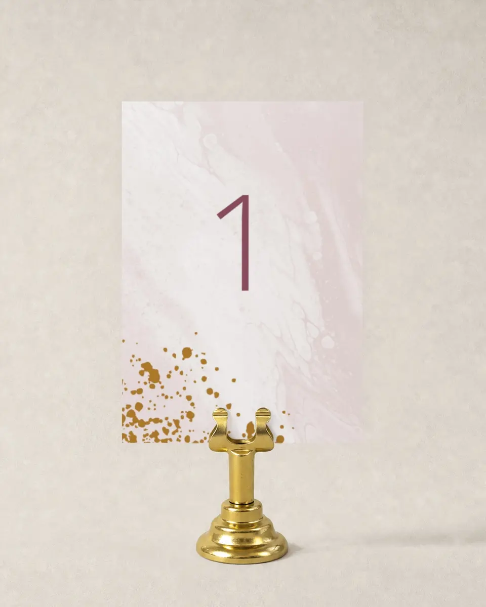 This is a 3½" x 5" Wedding Table Number called Tender Mist printed in full color