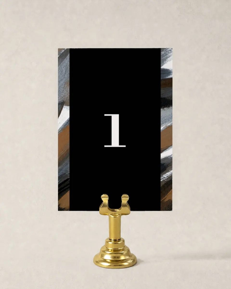 This is a 3½" x 5" Wedding Table Number called Moody Swashes printed in full color