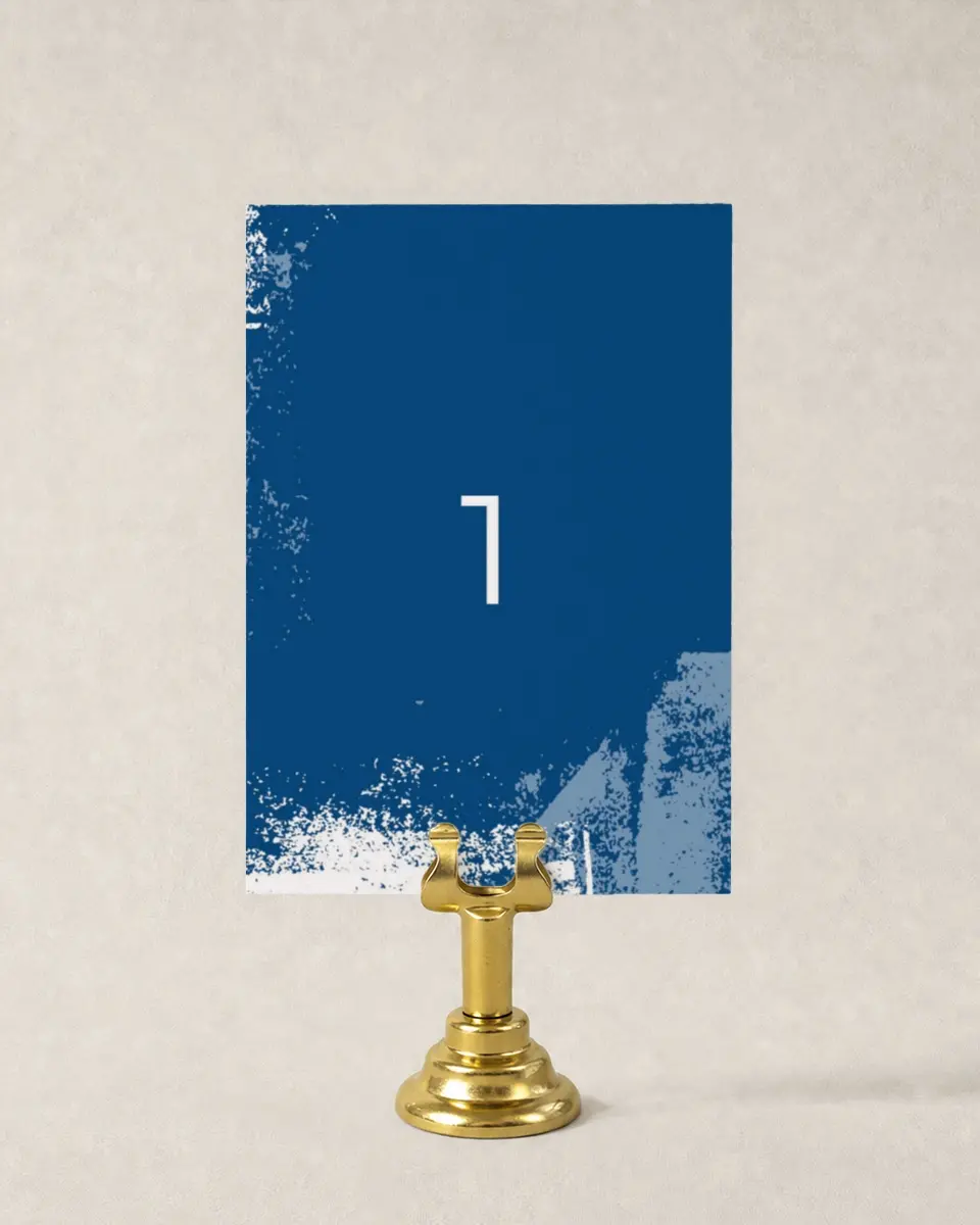 This is a 3½" x 5" Wedding Table Number called Set in Stone printed in full color
