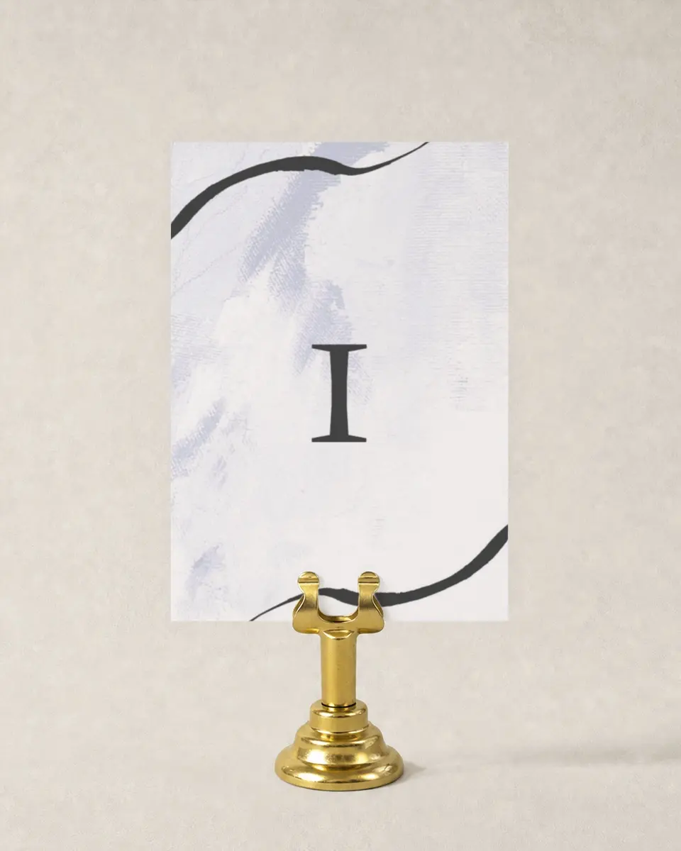 This is a 3½" x 5" Wedding Table Number called Gilded Marble printed in full color